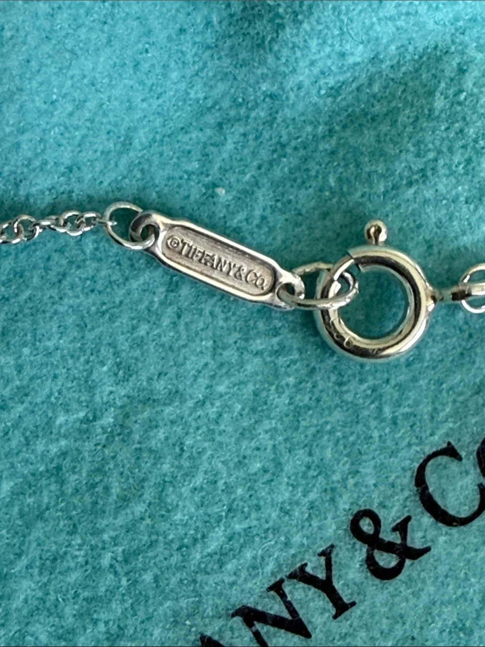 T&Co. Return To Tiffany Small Heart Tag Necklace Pendant Blue Enamel - 18”